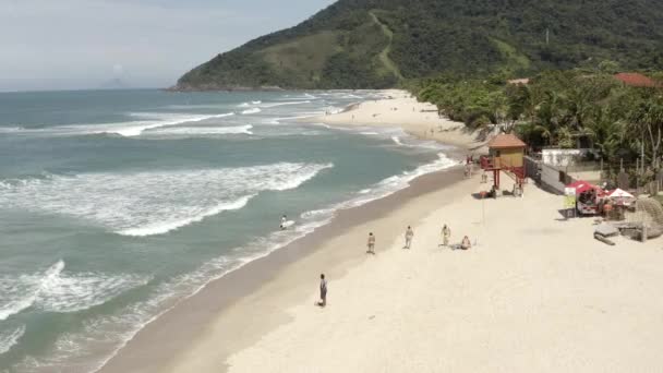 Flygfoto Över Maresias Stranden Underbar Strand Sao Paulo Brasilien Sydamerika — Stockvideo