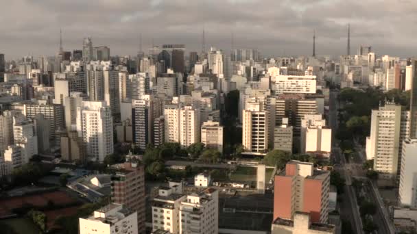 Stora Städer Stora Byggnader Och Stora Alléer Sao Paulo Stad — Stockvideo