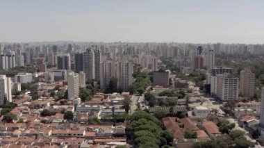 Sao Paulo şehrinin hava manzarası. Sao Paulo şehri, Santo Amaro sokağı, Brezilya.