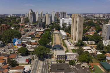 Sao Paulo şehrinin hava manzarası. Sao Paulo şehri, Santo Amaro Caddesi, Brezilya.
