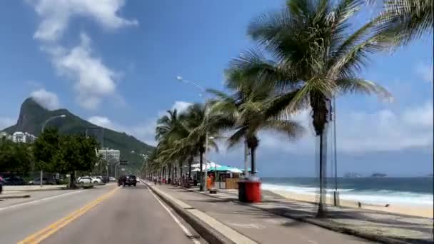 Conduciendo Coche Praia Avenue Leblon Rio Janeiro Brasil — Vídeo de stock