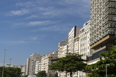 Copacabana Sahili, Rio de Janeiro, Brezilya Güney Amerika 'daki Lüks Binalar.
