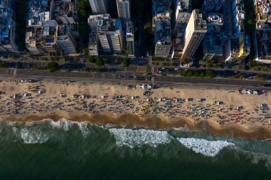 Ipanema ve Leblon bölgesinin hava manzarası, Rio de Janeiro şehri, Brezilya, Güney Amerika. 