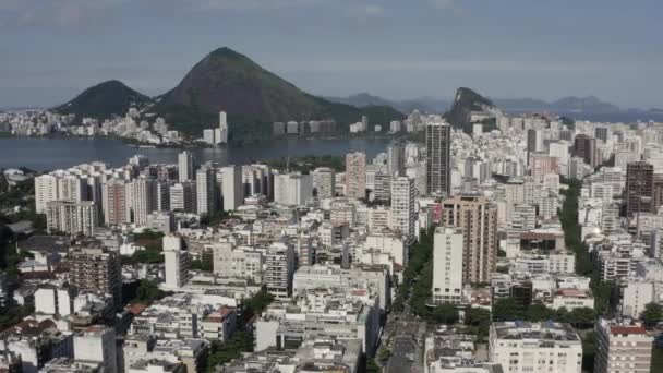 Widok Lotu Ptaka Rodrigo Freitas Lagoon Plaży Ipanema Rio Janeiro — Wideo stockowe