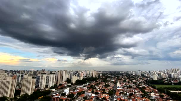 Tempesta Nella Grande Città Città San Paolo Brasile Sud America — Video Stock