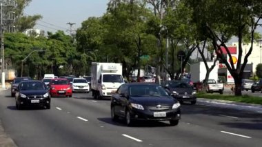 Sao Paulo şehrinde trafik vardı. Brezilya.