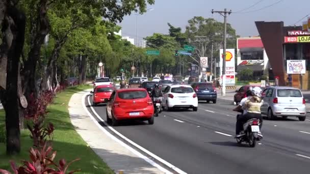 Sao Paulo Şehrinde Trafik Vardı Brezilya — Stok video