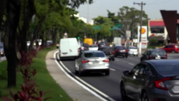Odaklanamayan Arabalarla Dolu Bir Trafik Sao Paulo Şehri Brezilya — Stok video