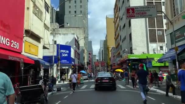 Торгівельна Вулиця Вулиця Санта Іфігенія Сан Паулу Бразилія — стокове відео
