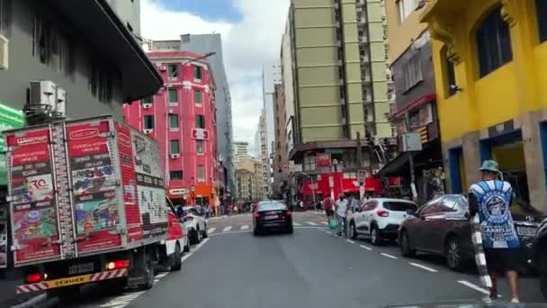 Shopping Street Santa Ifigenia Street City Sao Paulo Brazil — Stock Video