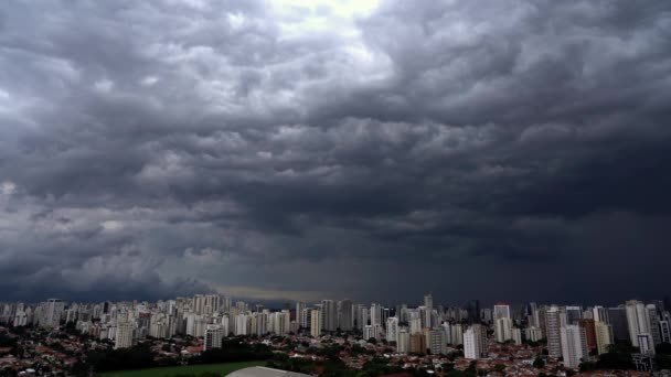 Tormenta Gran Ciudad Ciudad Sao Paulo Brasil América Del Sur — Vídeo de stock