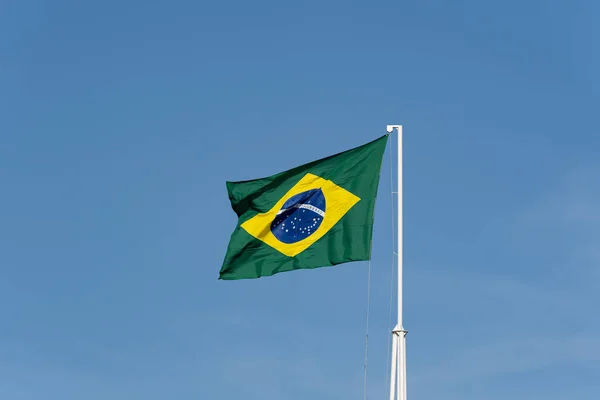 Bandiera Brasiliana Bandiera Del Brasile Nel Vento — Foto Stock