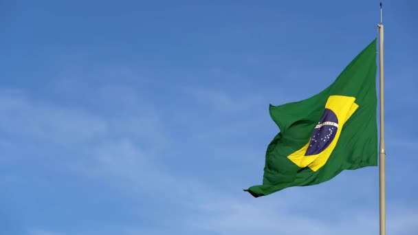 Bandera Brasil Bandera Brasil Viento — Vídeo de stock