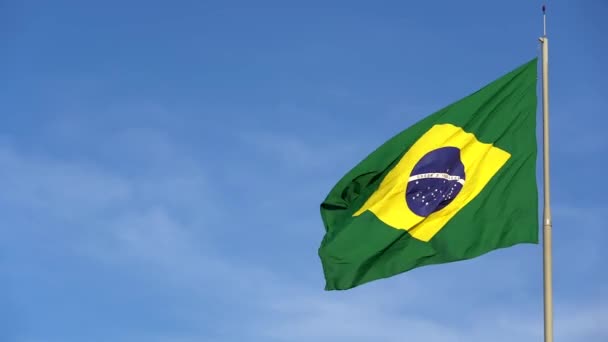 Brezilya Bayrağı Rüzgarda Uçuşan Brezilya Bayrağı — Stok video