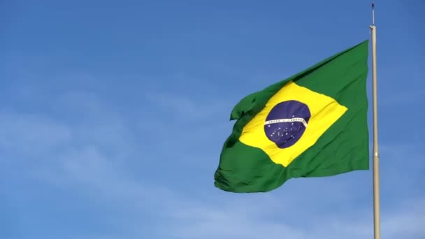 Bandera Brasil Bandera Brasil Viento — Vídeo de stock