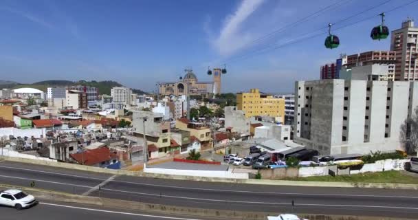 City Aparecida Paulo Brazil View Cable Car Showing City Highways — Vídeo de stock