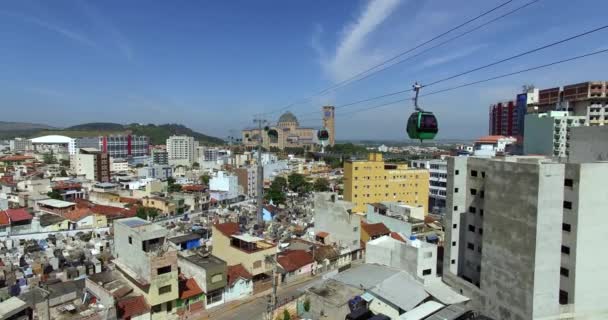 Aparecida Şehri Paulo Brezilya Teleferiğin Görüntüsü Arka Planda Bir Şehir — Stok video