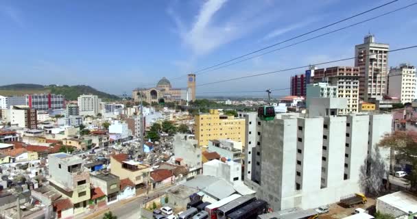 City Aparecida Paulo Brazil View Cable Car Showing City Highways — Vídeo de stock