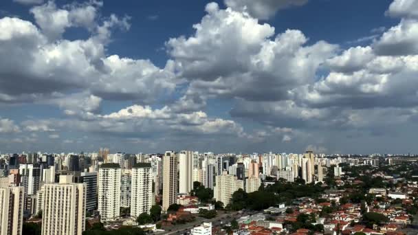 Blauwe Lucht Wolken Stad Sao Paulo Brazilië — Stockvideo