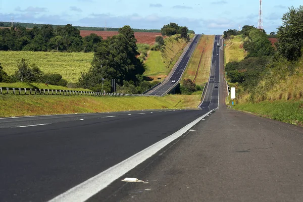 Highway Dual Vehicle Road Botucatu Joao Hiplito Martins Highway Delstaten — Stockfoto