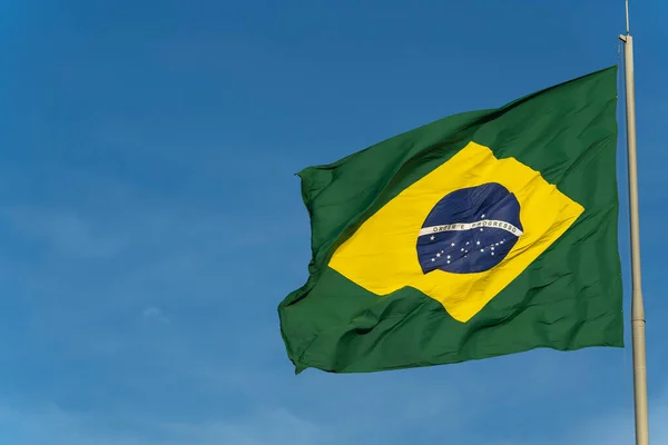 Bandeira Brasil Bandeira Brasil Vento — Fotografia de Stock