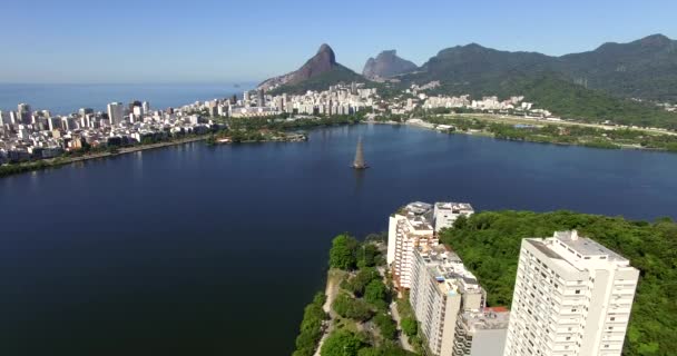 Rio Janeiro Rodrigo Freitas Lagünü Brezilya — Stok video