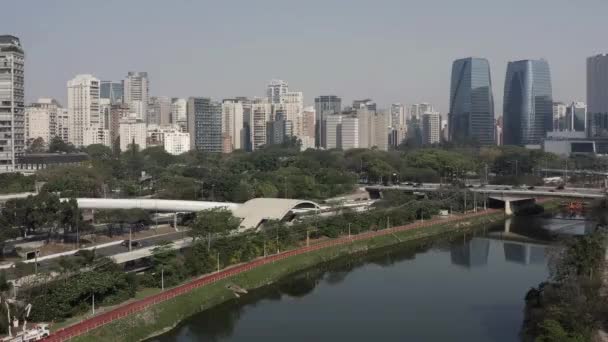 Stadt Sao Paulo Brasilien Marginale Pinheiros Avenue Und Pinheiros River — Stockvideo