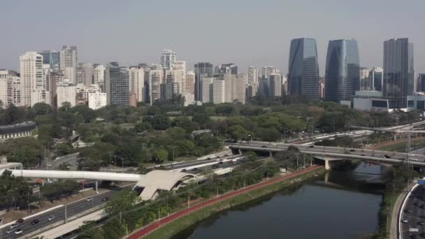 Cidade São Paulo Brasil Avenida Marginal Pinheiros Rio Pinheiros — Vídeo de Stock