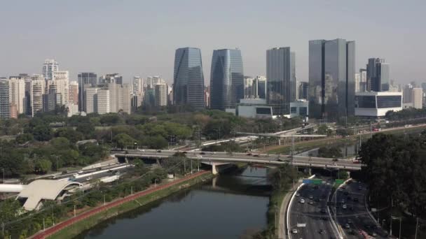 City Sao Paulo Brazil Marginal Pinheiros Avenue Pinheiros River — Stock Video