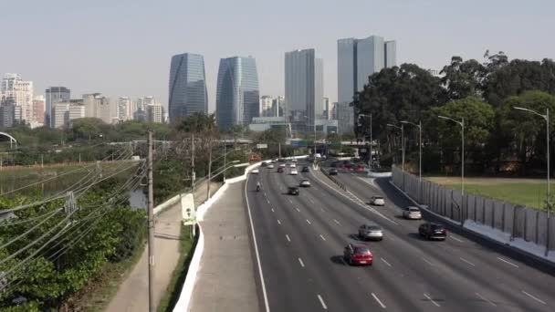 Cidade São Paulo Brasil Avenida Marginal Pinheiros Rio Pinheiros — Vídeo de Stock