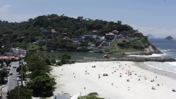 Pier Bar Break Sea Bar Rio Janeiro Brasilien Stranden Barra — Stockvideo