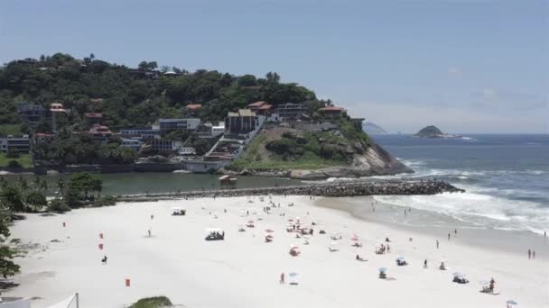 Pier Bar Break Sea Bar Río Janeiro Brasil Playa Barra — Vídeos de Stock