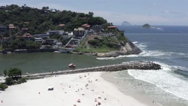 Pier Bar Break Sea Bar Rio Janeiro Brezilya Barra Tijuca — Stok video
