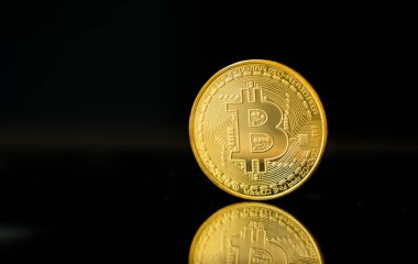 Altın bitcoin para. Kripto para değişimi ticareti. Kripto para birimi borsa konsepti. Sanal para konsepti. Madencilik ya da engelleme teknolojisi.