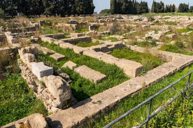 Syracuse, Sicilya, İtalya 'daki Megara Iblea Arkeolojik Alanının Güzel Manzaraları.
