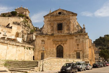 Panoramic View of Santa Maria della Consolazione Church in Scicli, Province of Ragusa, Sicily - Italy.