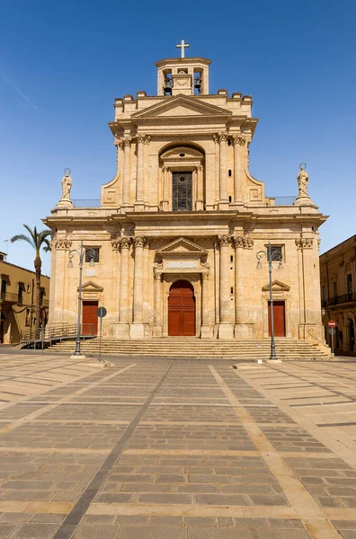 Główna Fasada Kościoła Józefa Chiesa Madre San Giuseppe Rosolini Prowincja — Zdjęcie stockowe