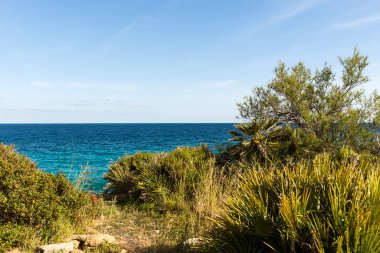 Syracuse, Sicilya, İtalya 'daki Fanusa Sahili' nin Güzel Sahneleri (Spiaggia di Fanusa).
