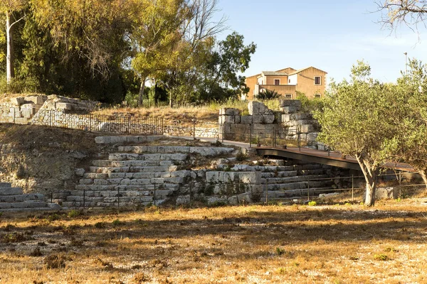 Passeando Pelo Anfiteatro Romano Ruínas Siracusa Sicília Itália — Fotografia de Stock