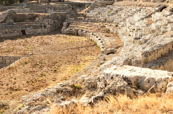 Promenade Dans Amphithéâtre Romain Ruines Syracuse Sicile Italie — Photo