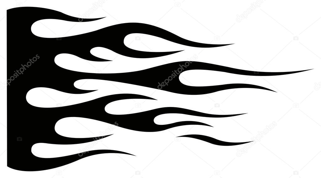 Tribal hotrod muscle car silhouette flame graphic for car hoods and sides. Can be used as decals, mask and tattoos too.