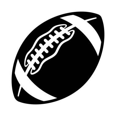 Amerikan futbolu futbol topu silueti vektör çizimi beyaz arka planda izole edildi. Logo tasarımı, çıkartma, çıkartma ve her türlü dekorasyon için ideal..
