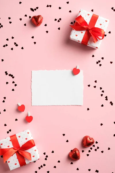 Buon San Valentino Modello Verticale Banner Social Media Con Carta — Foto Stock
