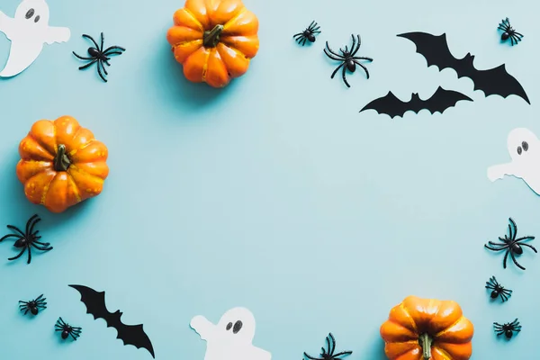 Buon Concetto Festa Halloween Cornice Decorazioni Halloween Pipistrelli Fantasmi Zucche — Foto Stock