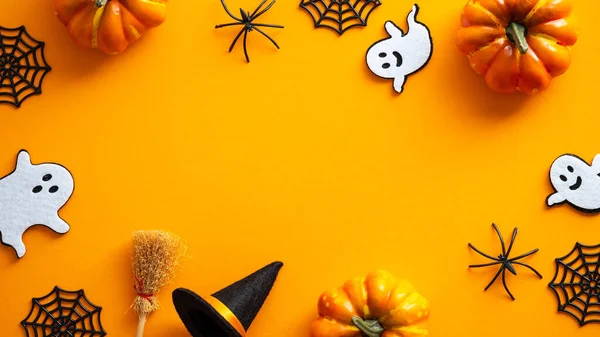 Buon Halloween Card Design Mockup Posa Piatta Vista Dall Alto — Foto Stock