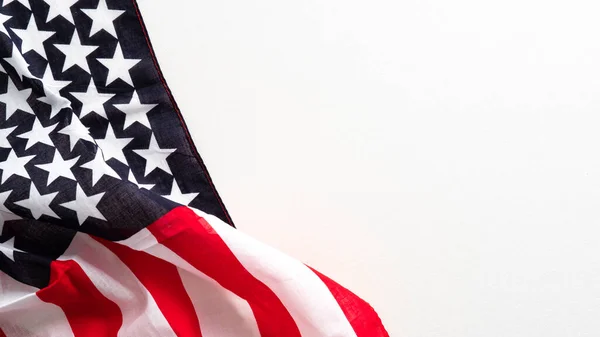 Amerikaanse Vlag Geïsoleerd Witte Achtergrond Banner Mockup Voor Columbus Day — Stockfoto