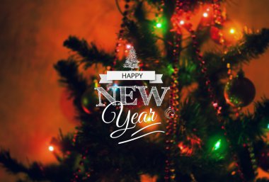 Vintage neşeli Noel ve mutlu yeni yıl tebrik kartı