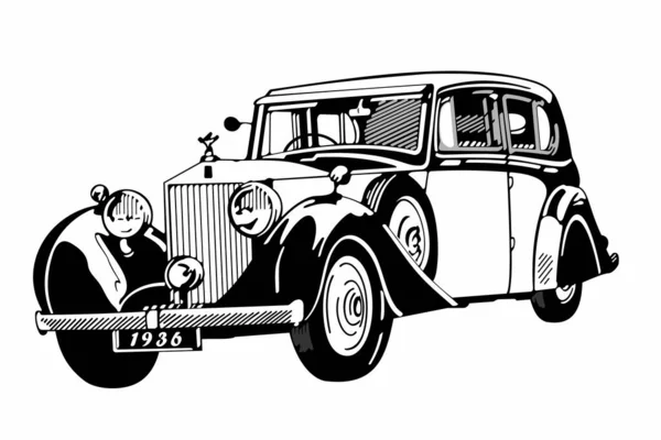Shakhty, Rusya - Aralık 2020 'de. Soyut bir arkaplanda Rolls Royce 25-30. 1936 - burada. Goodwood, Batı Sussex, İngiltere, Birleşik Krallık