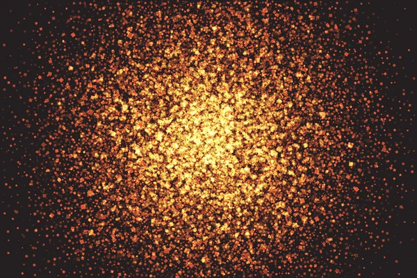Golden schimmern leuchtende quadratische Teilchen Vektor Hintergrund — Stockvektor
