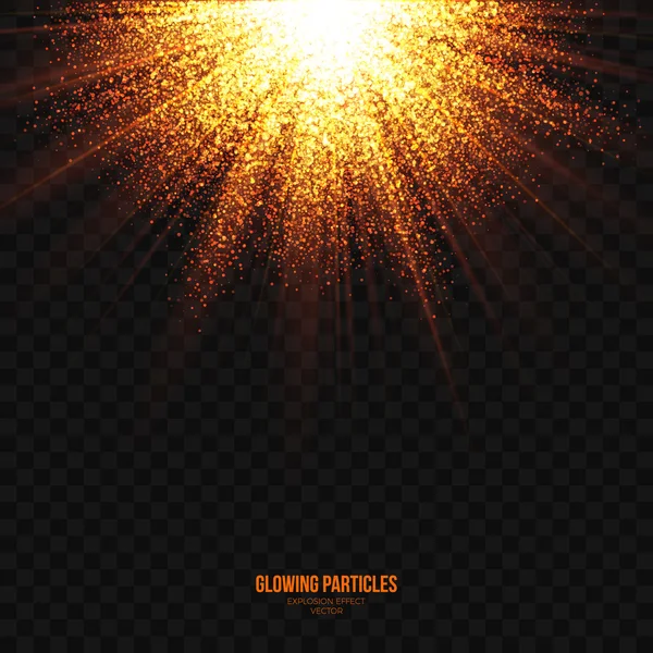 发光的金粒子爆炸效果设计元素 — 图库矢量图片